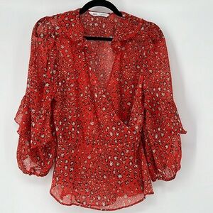 Zara Red Floral Blouse